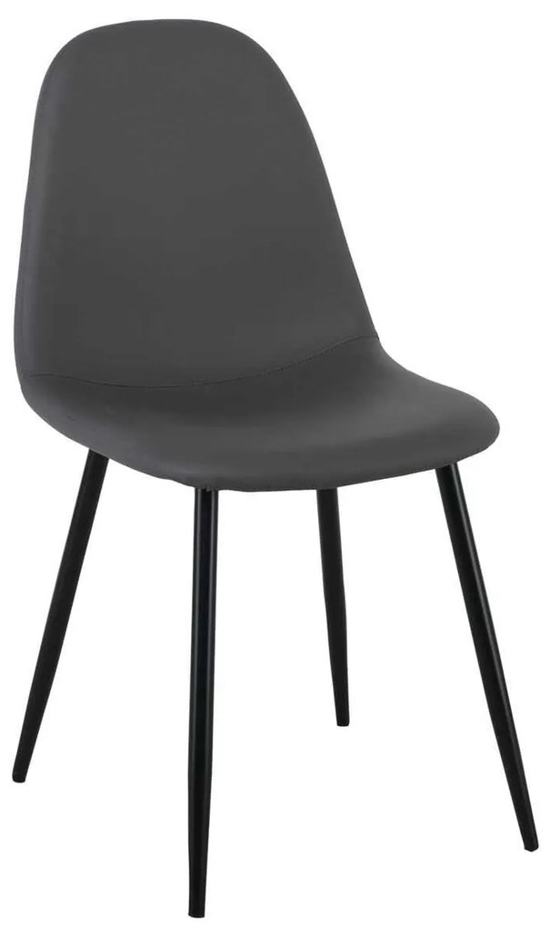 Καρέκλα CELINA Μεταλλική Μαύρη, Pvc Γκρι 45x54x85cm (Σετ 4 ΤΕΜ)