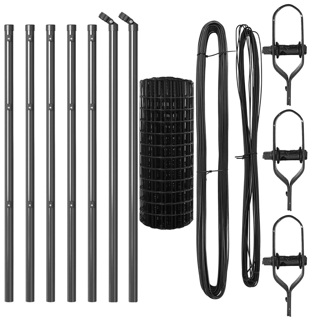 vidaXL Euro Fence με 13 Στύλους 0.8x25 μ Γαλβανισμένος Χάλυβας Γκρι