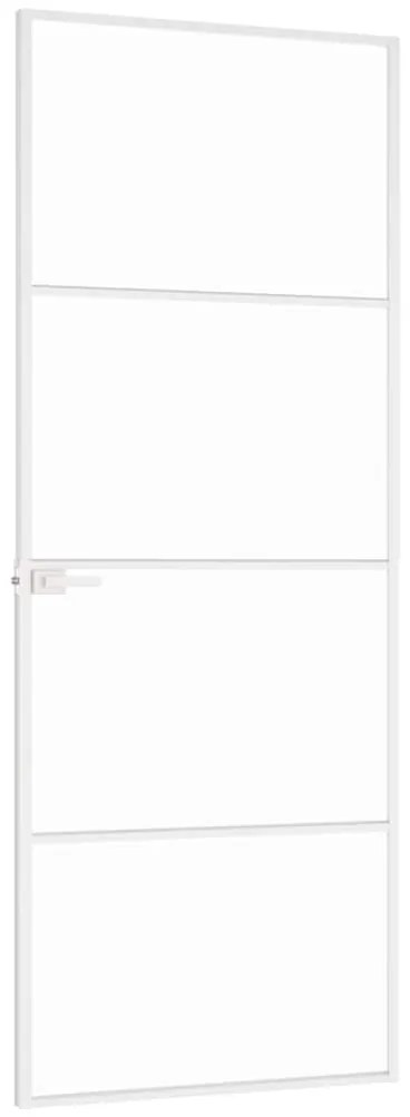 vidaXL Εσωτερική Πόρτα Λευκή 76x201,5 εκ. Ψημένο Γυαλί&Λεπτό Αλουμίνιο