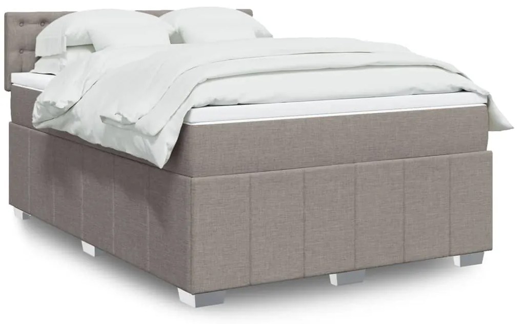 vidaXL Κρεβάτι Boxspring με Στρώμα Taupe 140x190 εκ. Υφασμάτινο