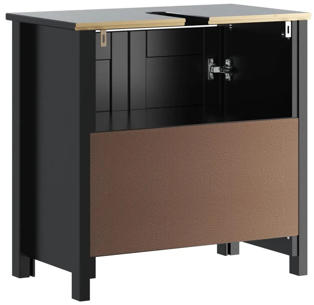 vidaXL Ντουλάπι Νιπτήρα BERG Μαύρο 60 x 34 x 59 εκ. Μασίφ Ξύλο Πεύκου