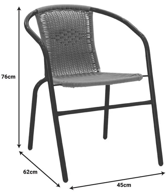 Σετ κήπου - Τραπεζαρία Valor - Obbi 5 τεμ. μέταλλο μαύρο - γυαλί - pe γκρι 110x60x70 εκ. 110x60x70 εκ.