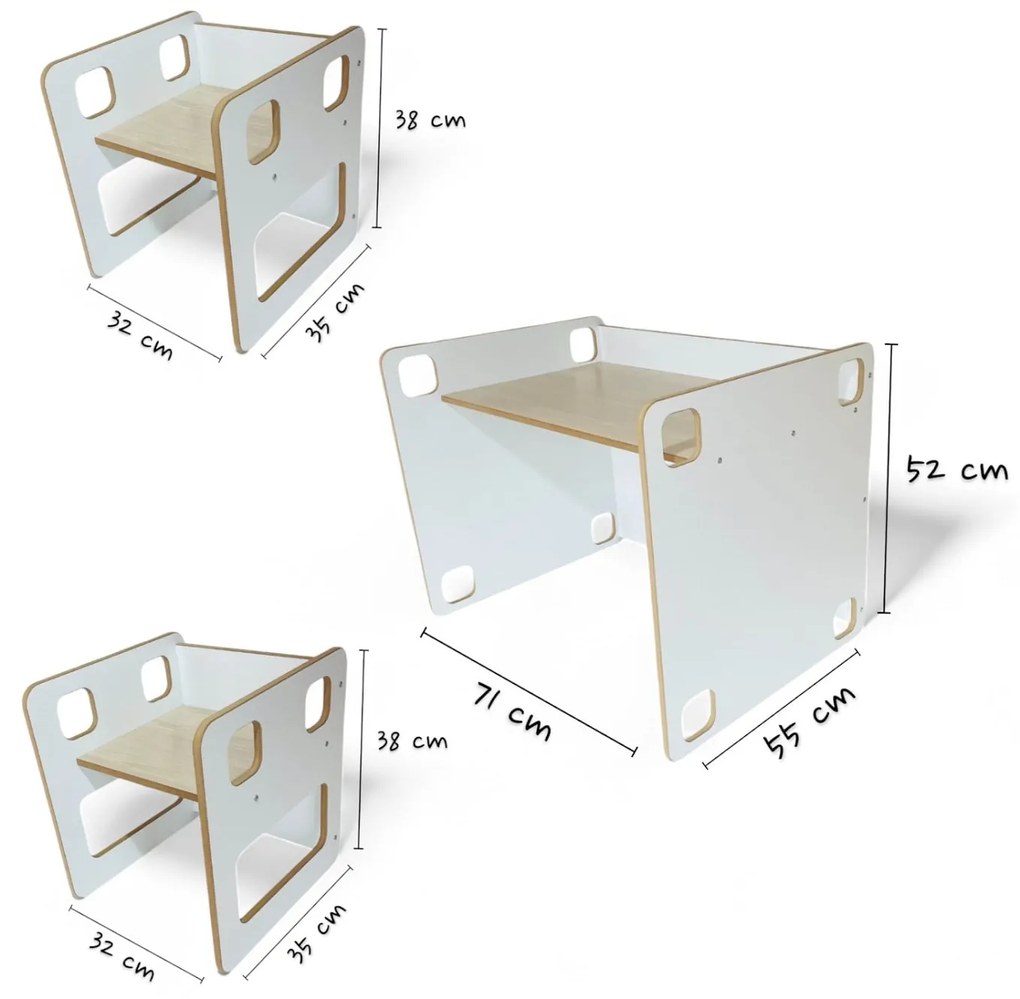 Σέτ Παιδικό Τραπεζάκι με 2 Καρέκλες Cubo White