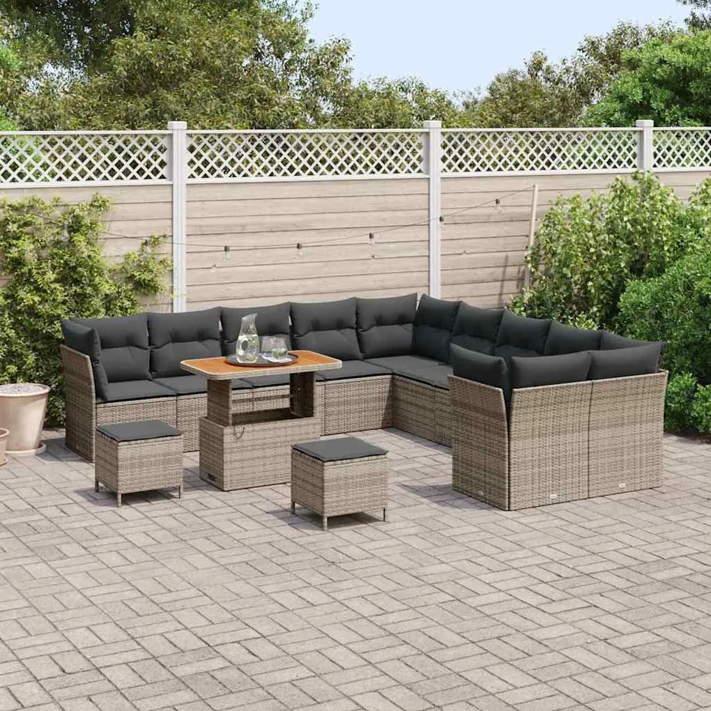 vidaXL Σετ Καναπέ Κήπου 13 pcs Γκρι συνθετικό ρατάν