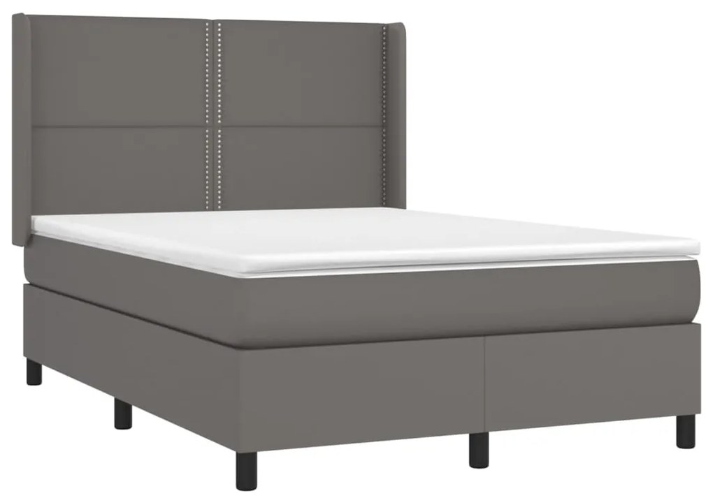 ΚΡΕΒΑΤΙ BOXSPRING ΜΕ ΣΤΡΩΜΑ &amp; LED ΓΚΡΙ 140X190 ΕΚ. ΣΥΝΘ. ΔΕΡΜΑ 3139323