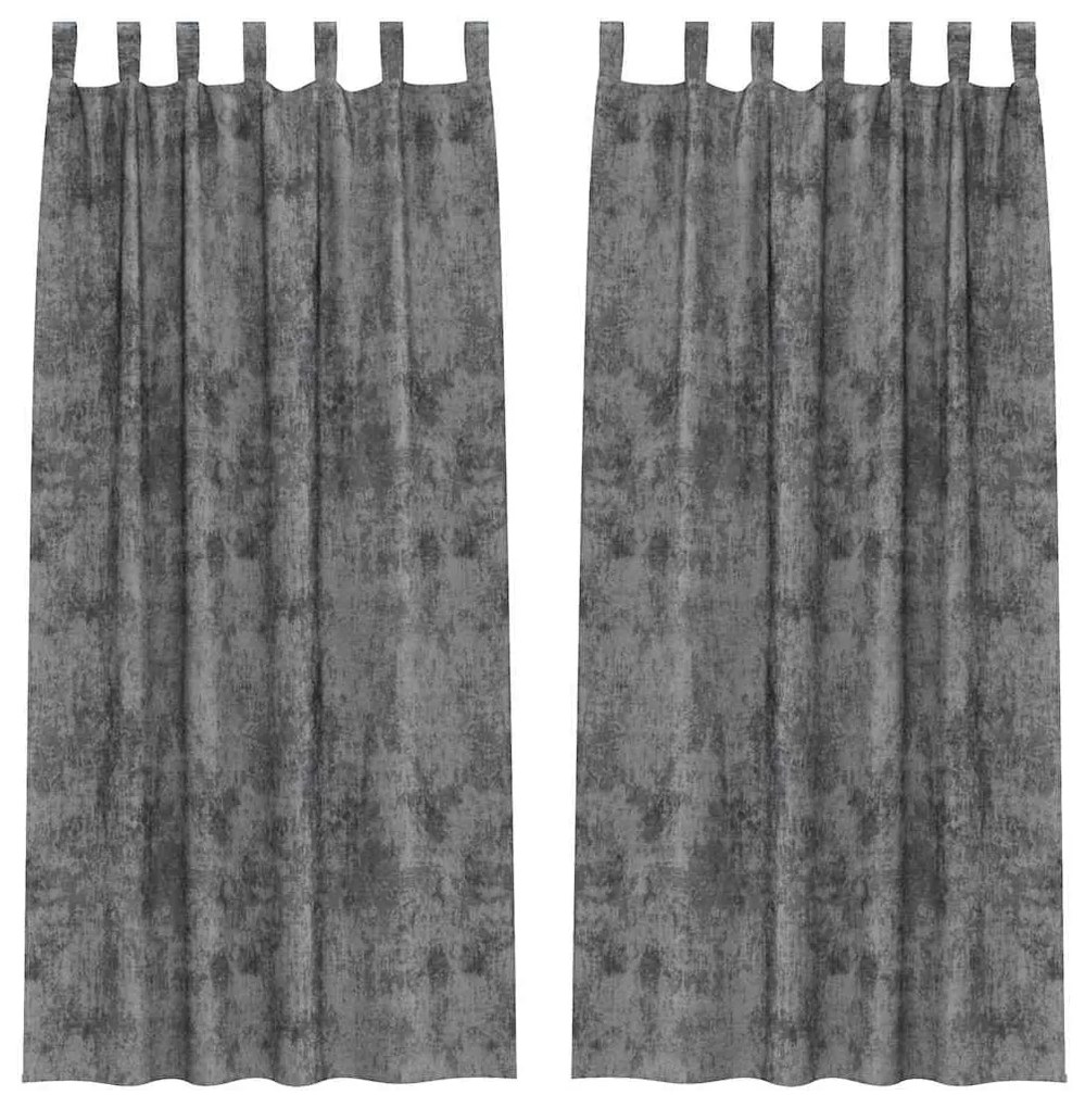 vidaXL Κουρτίνα με κουρτίνες 2 pcs Γκρι 225 x 140 εκ. Βελούδο