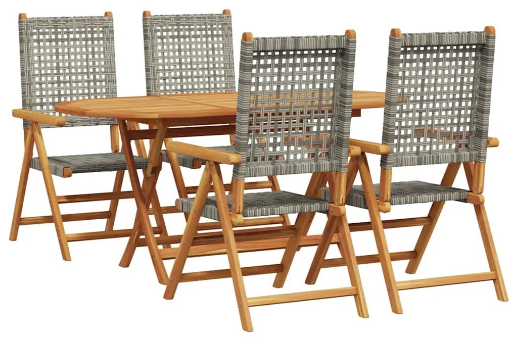 vidaXL Σέτ φαγητού για κήπο 5 pcs Γκρι Στερεό Ξύλο Ακακίας