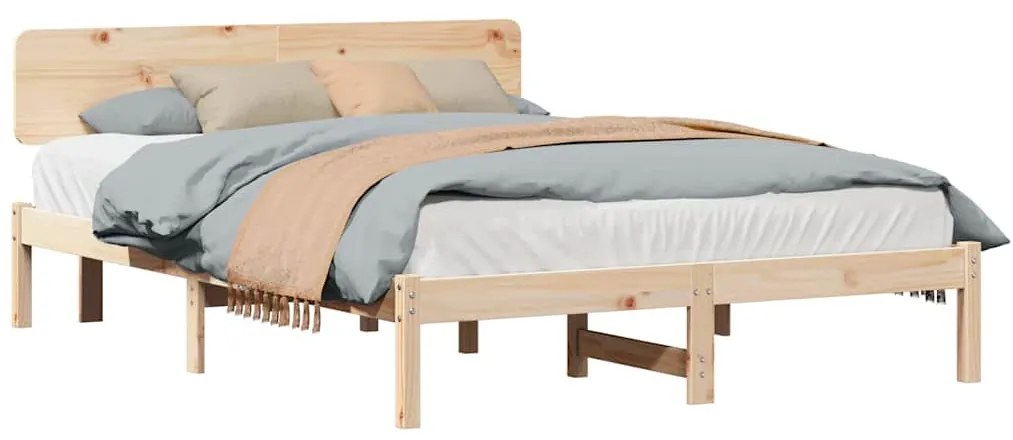 vidaXL Σκελετός Κρεβατιού Φυσικό 150 x 200 cm Μασίφ ξύλο πεύκου