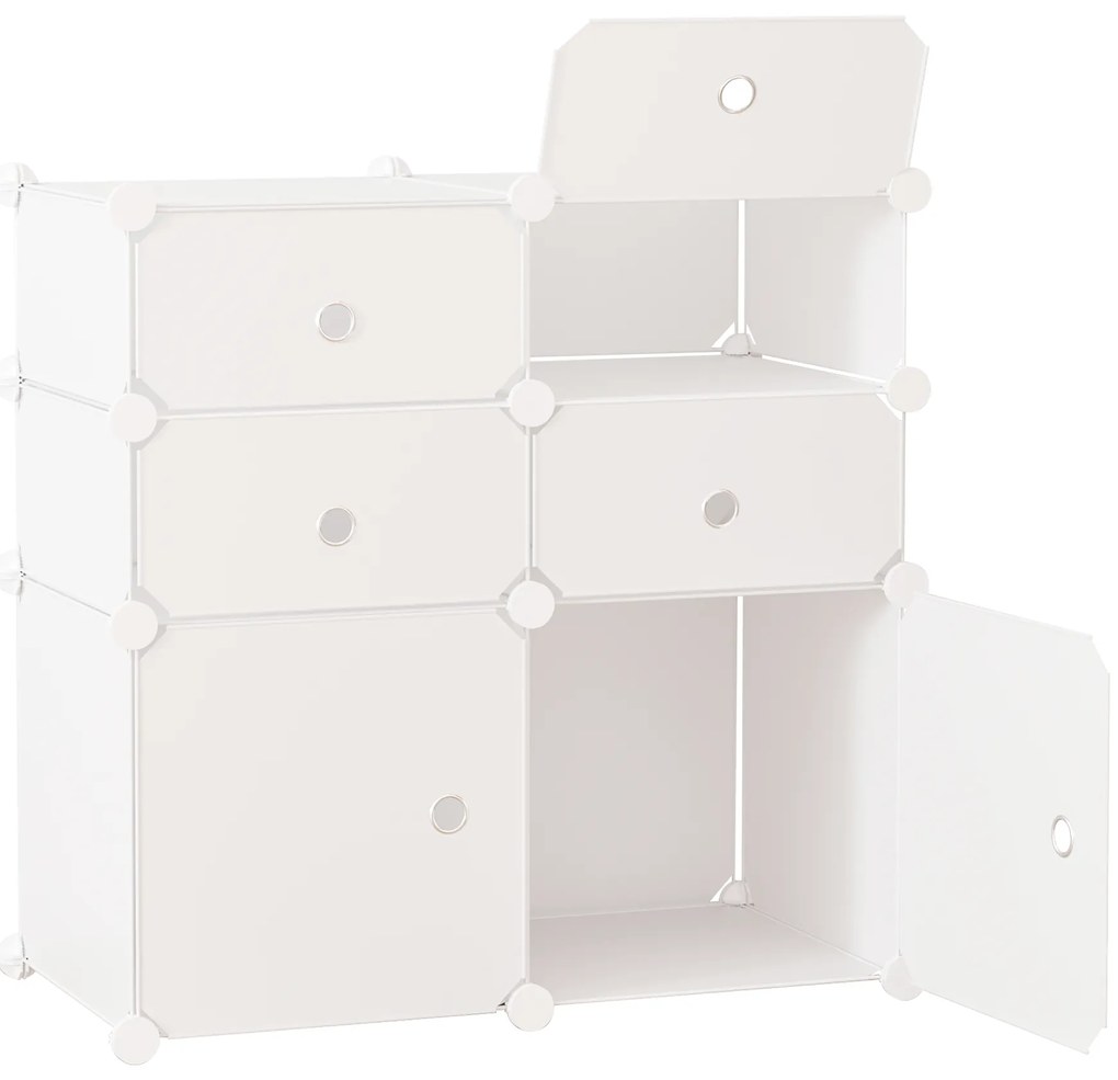 HOMCOM Ντουλάπι παπουτσιών, ράφι με κουτιά αποθήκευσης, ντουλάπα, πλαστικό, ατσάλι, λευκό, 75 x 37 x 73 εκ.