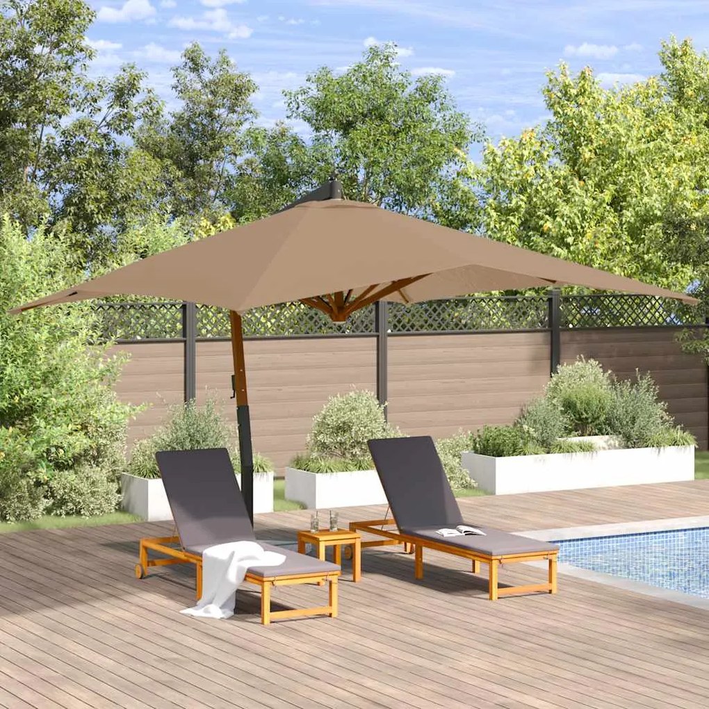 vidaXL Ομπρέλα Κήπου Πρόβολος Taupe 400 x 300 εκ. με Ξύλινο Ιστό