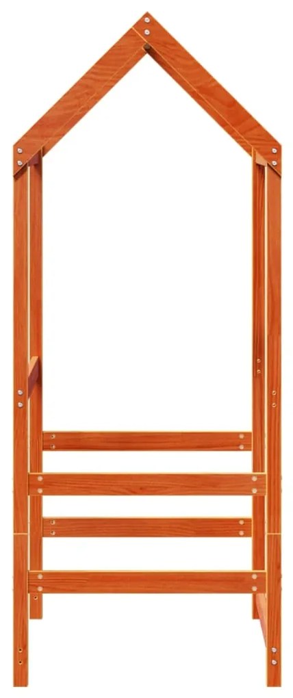 vidaXL Οροφή Κρεβατιού Παιδική Καφέ 118x70x176,5 εκ. Μασίφ Ξύλο Πεύκου