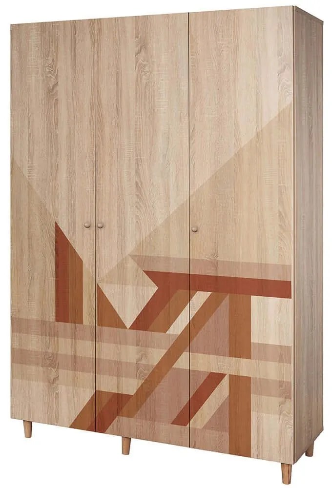 Ντουλάπα Τρίφυλλη Lena 869VEL8655 135x52x192cm Multi Three Door
