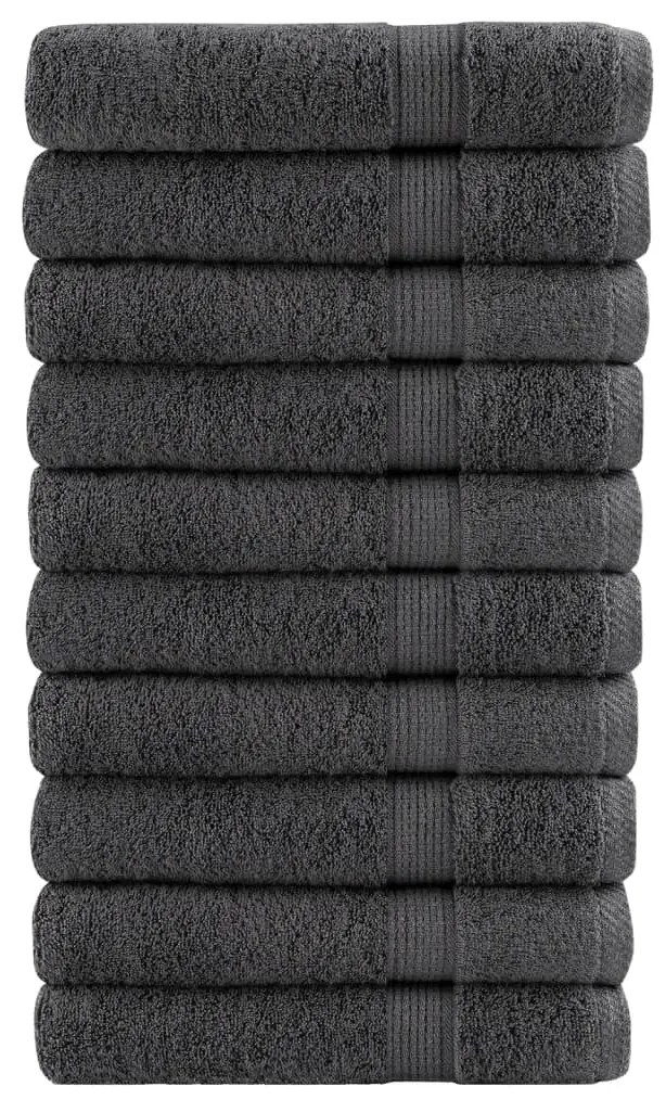 vidaXL Πετσέτες Premium SOLUND 10 τεμ. Ανθρακί 100x200 εκ. 600 γρ./μ²