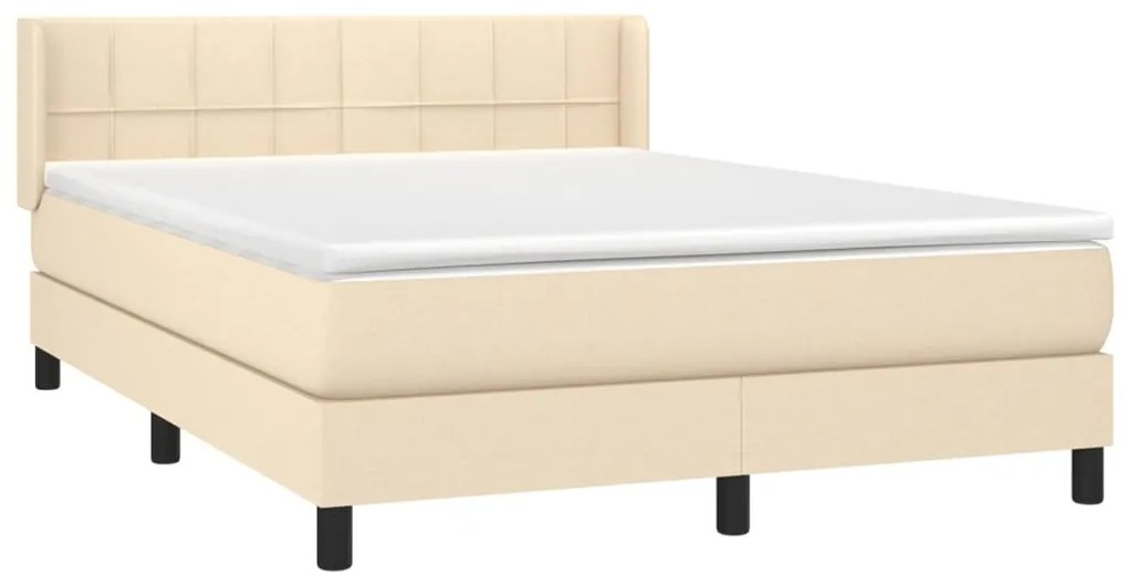 vidaXL Κρεβάτι Boxspring με Στρώμα Κρεμ 140x190 εκ. Υφασμάτινο