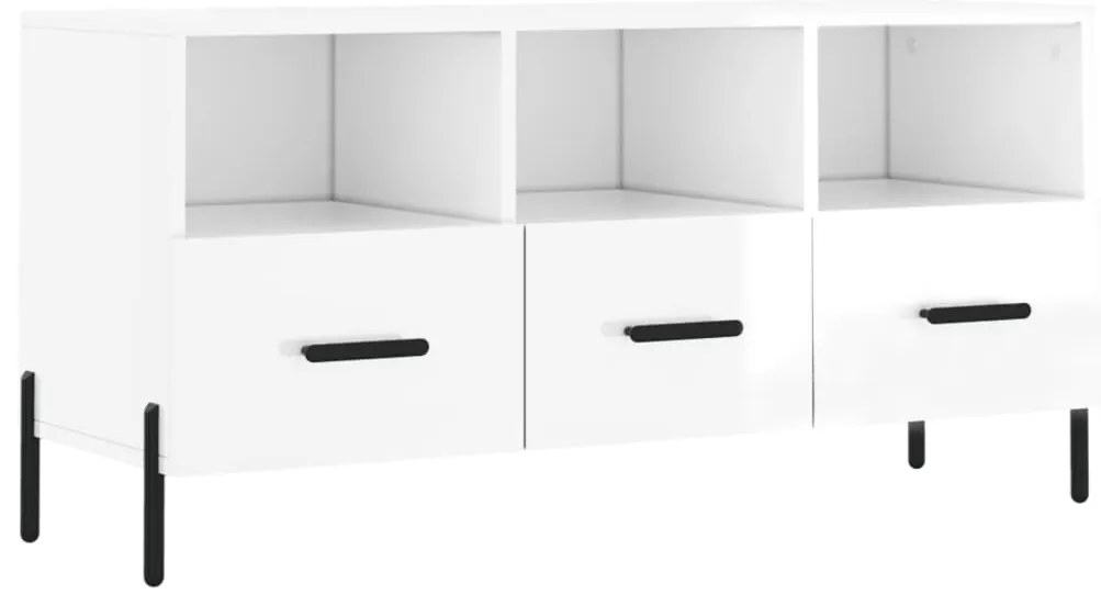 vidaXL Έπιπλο Τηλεόρασης Γυαλ. Λευκό 102x36x50 εκ. Επεξεργασμένο Ξύλο