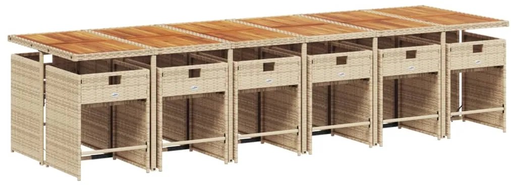 vidaXL Σετ Τραπεζαρίας Κήπου 13 τεμ. Μπεζ Συνθ. Ρατάν με Μαξιλάρια