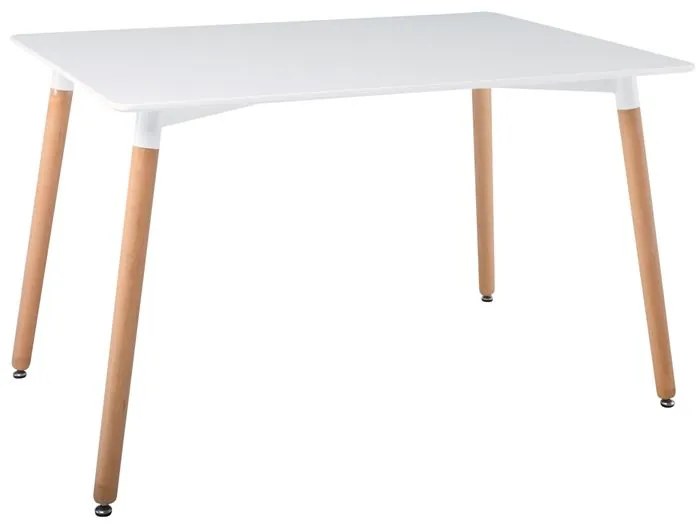 WOODWELL ART Τραπέζι Τραπεζαρίας Κουζίνας, Άσπρο MDF, Πόδια Οξιά Φυσικό 120x80x73cm Ε7088,1