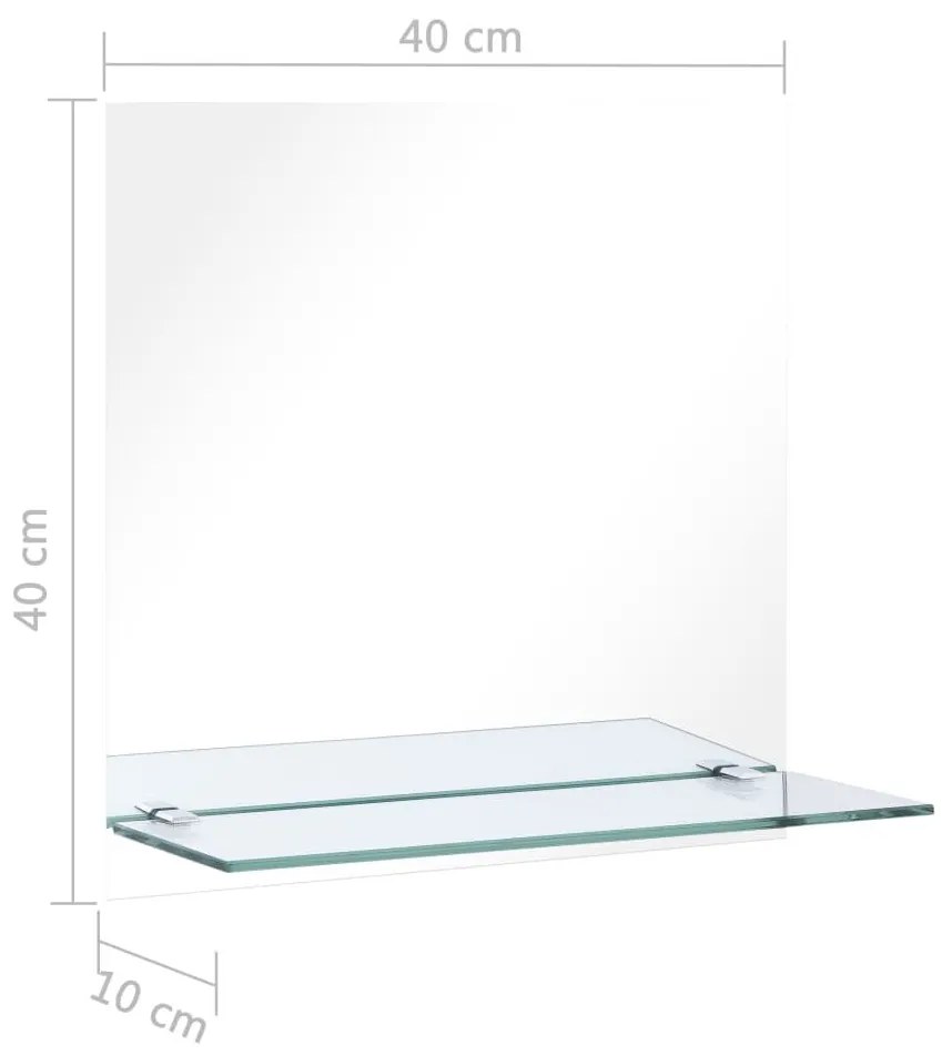 Καθρέφτης Τοίχου με Ράφι 40 x 40 εκ. από Ψημένο Γυαλί - Λευκό