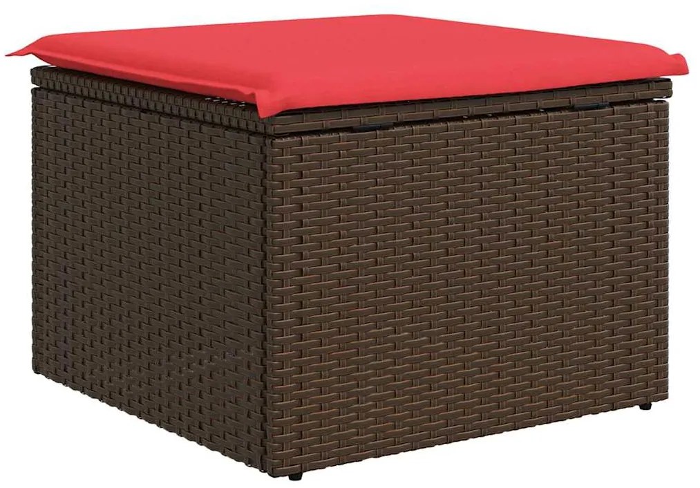 vidaXL Σκαμπό Κήπου με Μαξιλάρι Καφέ 55x55x37 εκ. από Συνθετικό Ρατάν