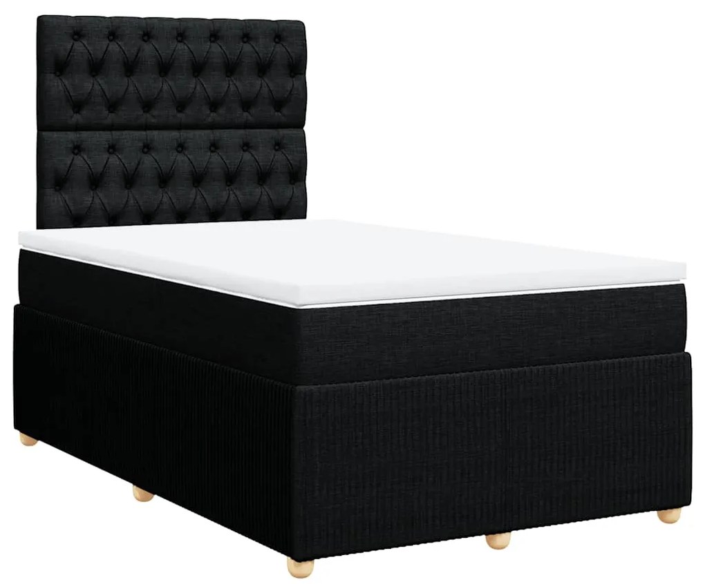 vidaXL Κρεβάτι Boxspring με Στρώμα Μαύρο 120x190 εκ. Υφασμάτινο