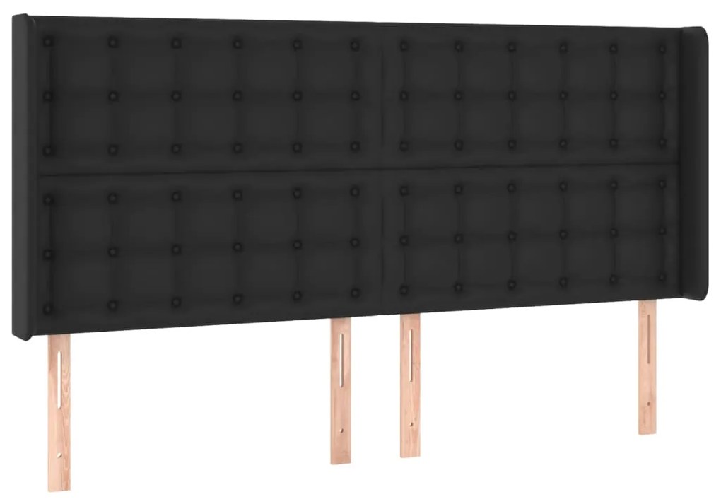 Κεφαλάρι με Πτερύγια Μαύρο 183x16x118/128 εκ. Συνθ. Δέρμα 3119682