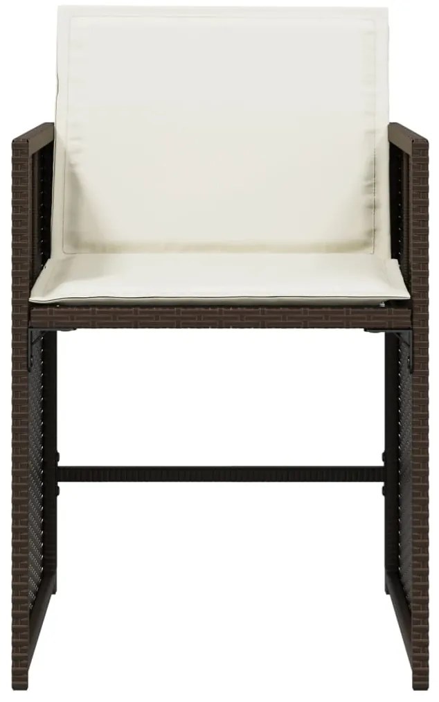 vidaXL Καρέκλες Κήπου 4 τεμ. Καφέ Συνθ. Ρατάν Μαξιλάρια