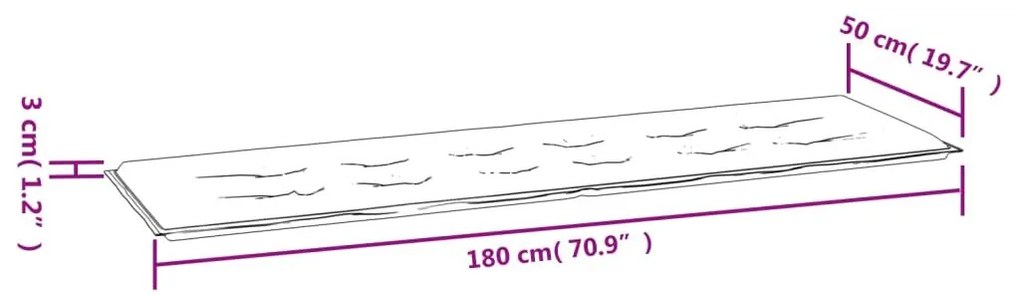 Μαξιλάρι Πάγκου Κήπου Γκρι 180 x 50 x 3 εκ. Ύφασμα Oxford - Γκρι