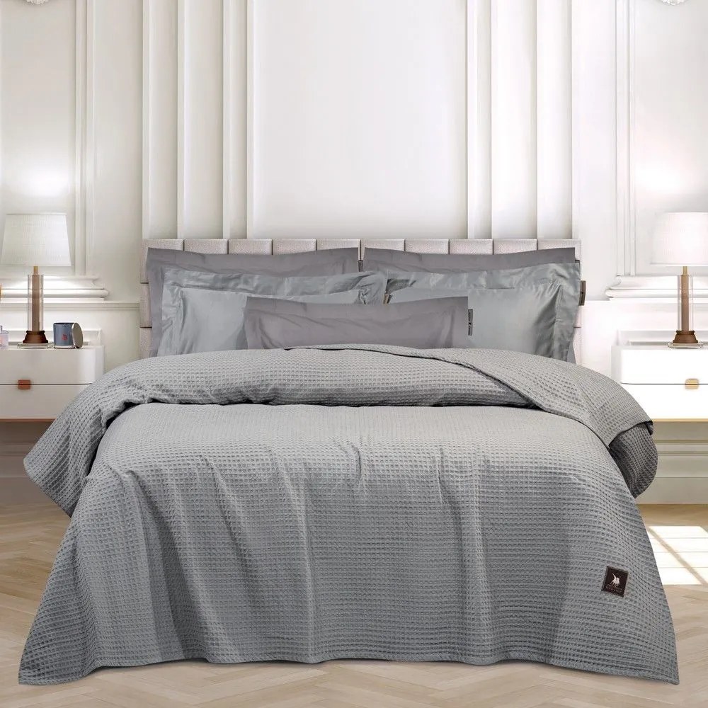 Κουβέρτα 3456 Πικέ Grey Greenwich Polo Club Υπέρδιπλo 220x240cm 100% Cotton