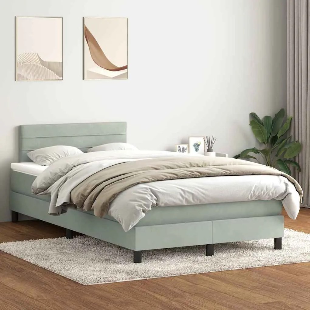 ΚΡΕΒΑΤΙ BOXSPRING ΜΕ ΣΤΡΩΜΑ ΑΝΟΙΧΤΟ ΓΚΡΙ 120X220 ΕΚ. ΒΕΛΟΥΔΙΝΟ 3317019