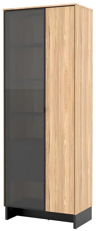 Βιτρίνα Fresno AL102, Ανοιχτό χρώμα ξύλου, Μαύρο, Με πόρτες, Με συρτάρια, Ο αριθμός των θυρών: 2, Αριθμός συρταριών: 2, 196x73x40cm, 74 kg
