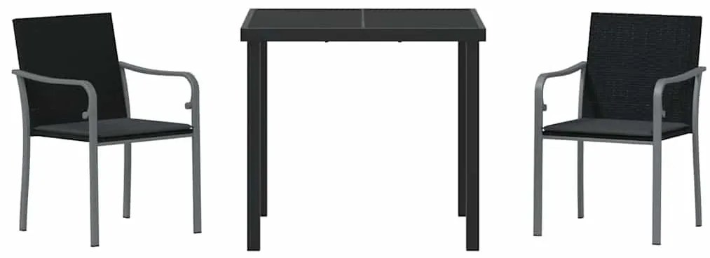 vidaXL Σέτ φαγητού για κήπο 3 pcs Μαύρο και Γκρι Ράτα PE