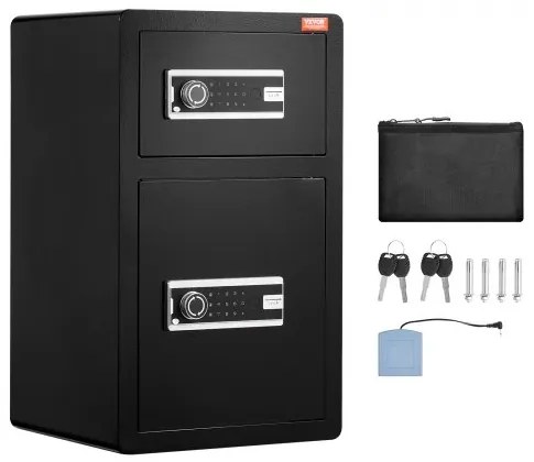 VEVOR Double Door 4.5 cu.ft Safe Box with Key Lock Password Fireproof Bag Black