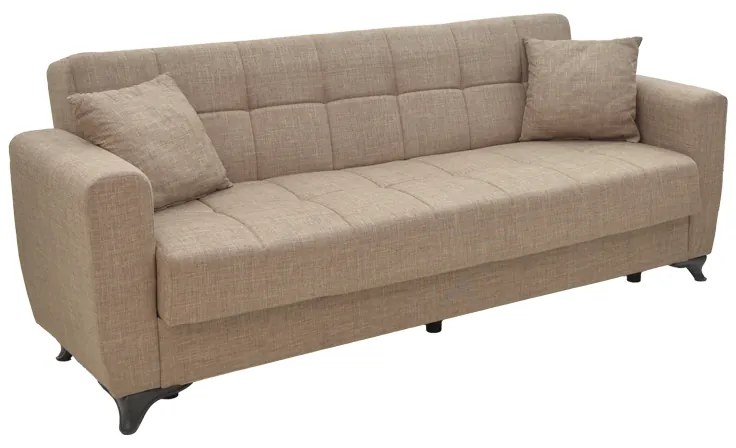 Καναπές-κρεβάτι με αποθηκευτικό χώρο τριθέσιος Modesto ανοιχτό καφέ ύφασμα 215x85x80εκ Υλικό: FABRIC - PLASTIC LEGS - METAL FRAME 328-000028