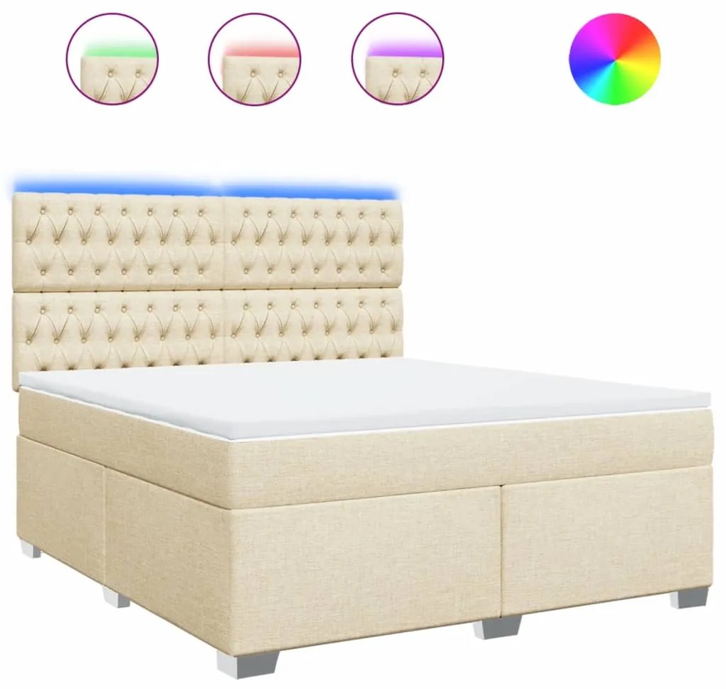 ΚΡΕΒΑΤΙ BOXSPRING ΜΕ ΣΤΡΩΜΑ ΚΡΕΜ 180X200 ΕΚ. ΥΦΑΣΜΑΤΙΝΟ 3292879