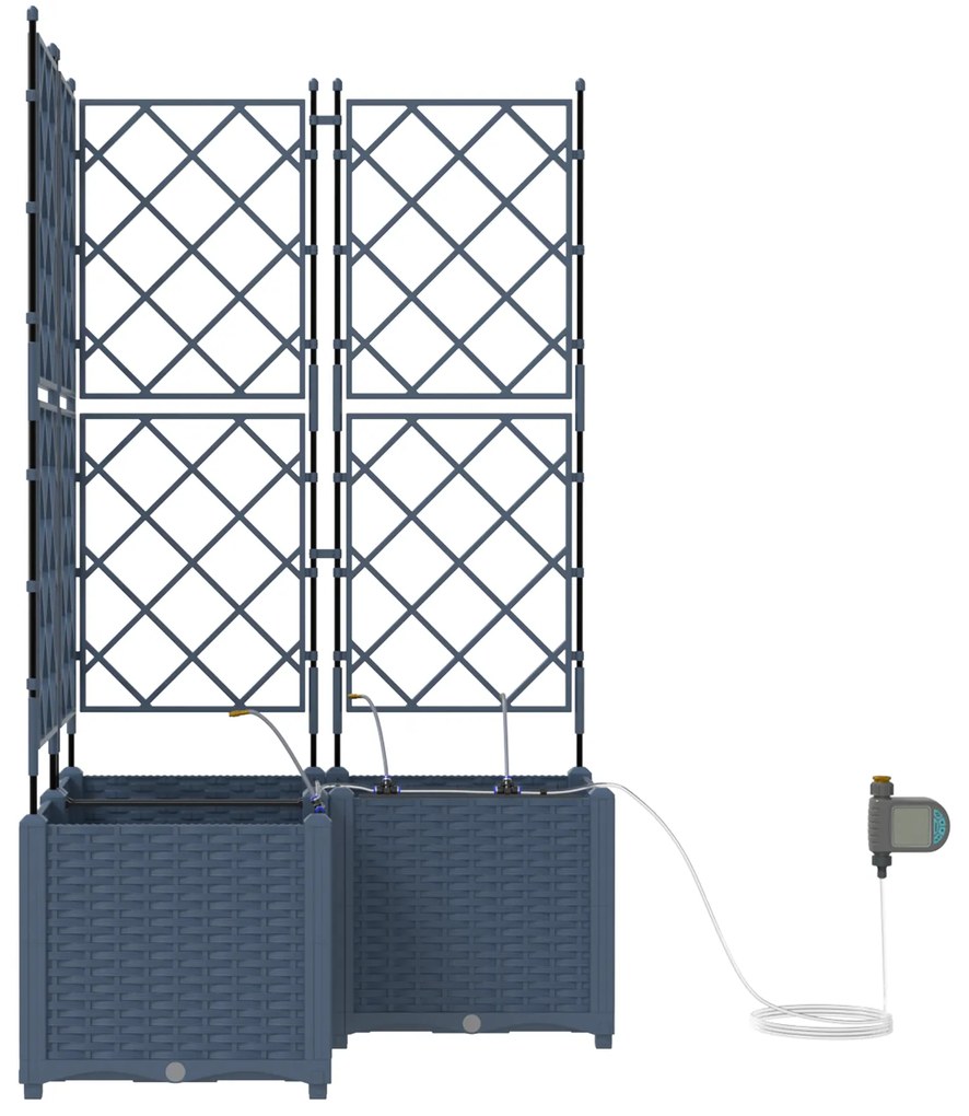 vidaXL Γλάστρες Κήπου 1 τεμ Καφασωτό Γκρι 80 x 80 x 142 cm Πλαστικό