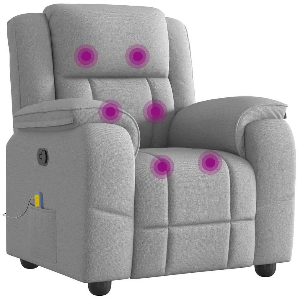 vidaXL καρέκλα ανάκλισης μασάζ Cloud Grey Fabric
