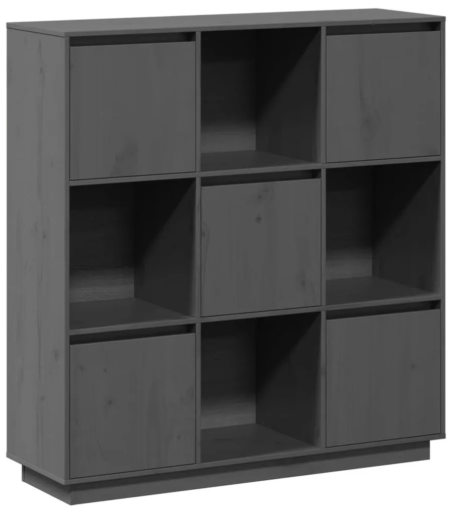 vidaXL Ντουλάπι Ψηλό Γκρι 110,5 x 35 x 117 εκ. από Μασίφ Ξύλο Πεύκου