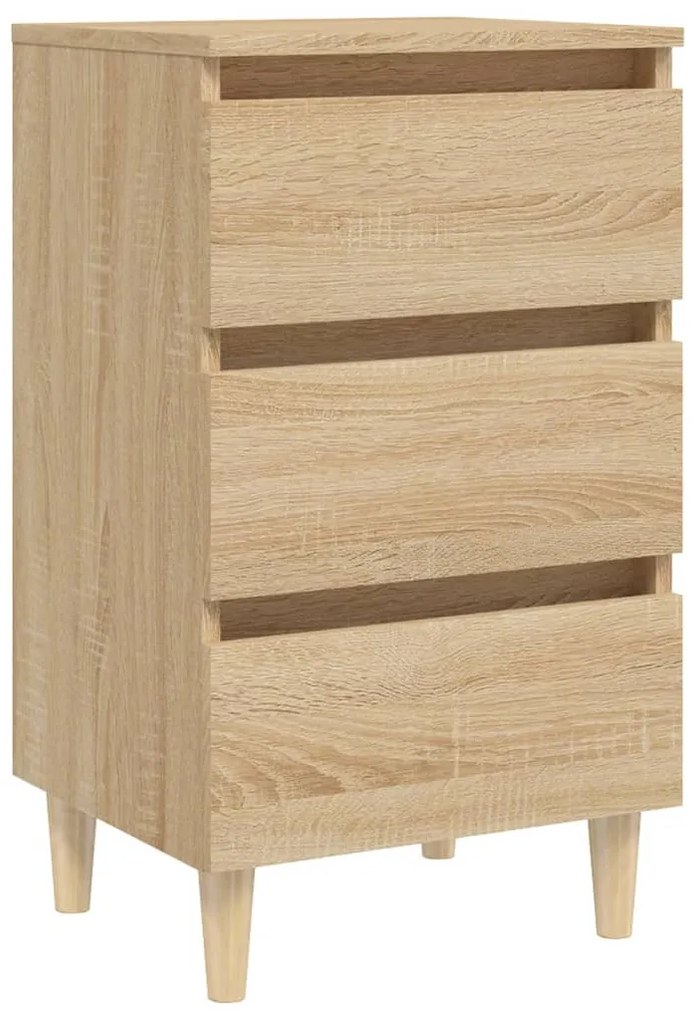 vidaXL Κομοδίνο Sonoma Δρυς 40 x 35 x 69 εκ. με Μασίφ Ξύλινα Πόδια