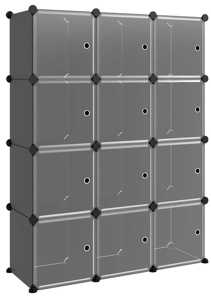 Κύβοι Αποθ. &amp; Οργάνωσης με Πόρτες 12 τεμ. Μαύροι Πολυπρ/λένιο - Μαύρο