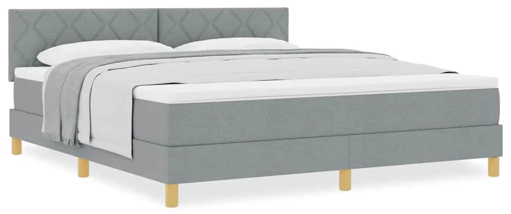 vidaXL Κρεβάτι box spring με στρώμα Ανοιχτό γκρι 180 x 200 cm ύφασμα