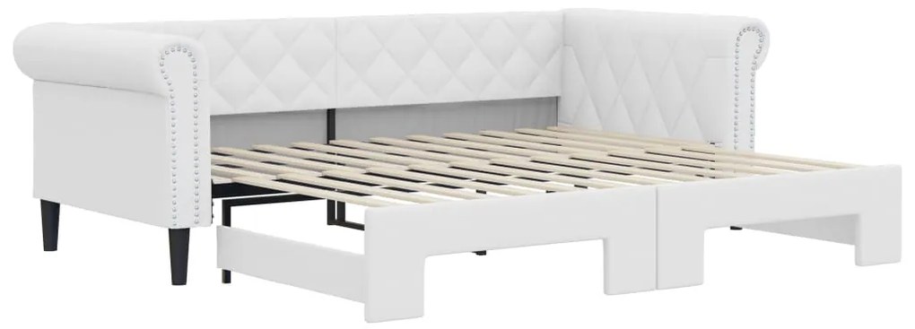 vidaXL Καναπές Κρεβάτι Συρόμενος Λευκός 90x200 εκ. από Συνθετικό Δέρμα
