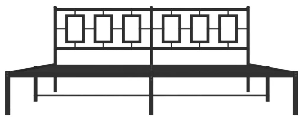 vidaXL Πλαίσιο Κρεβατιού με Κεφαλάρι Μαύρο 193 x 203 εκ. Μεταλλικό