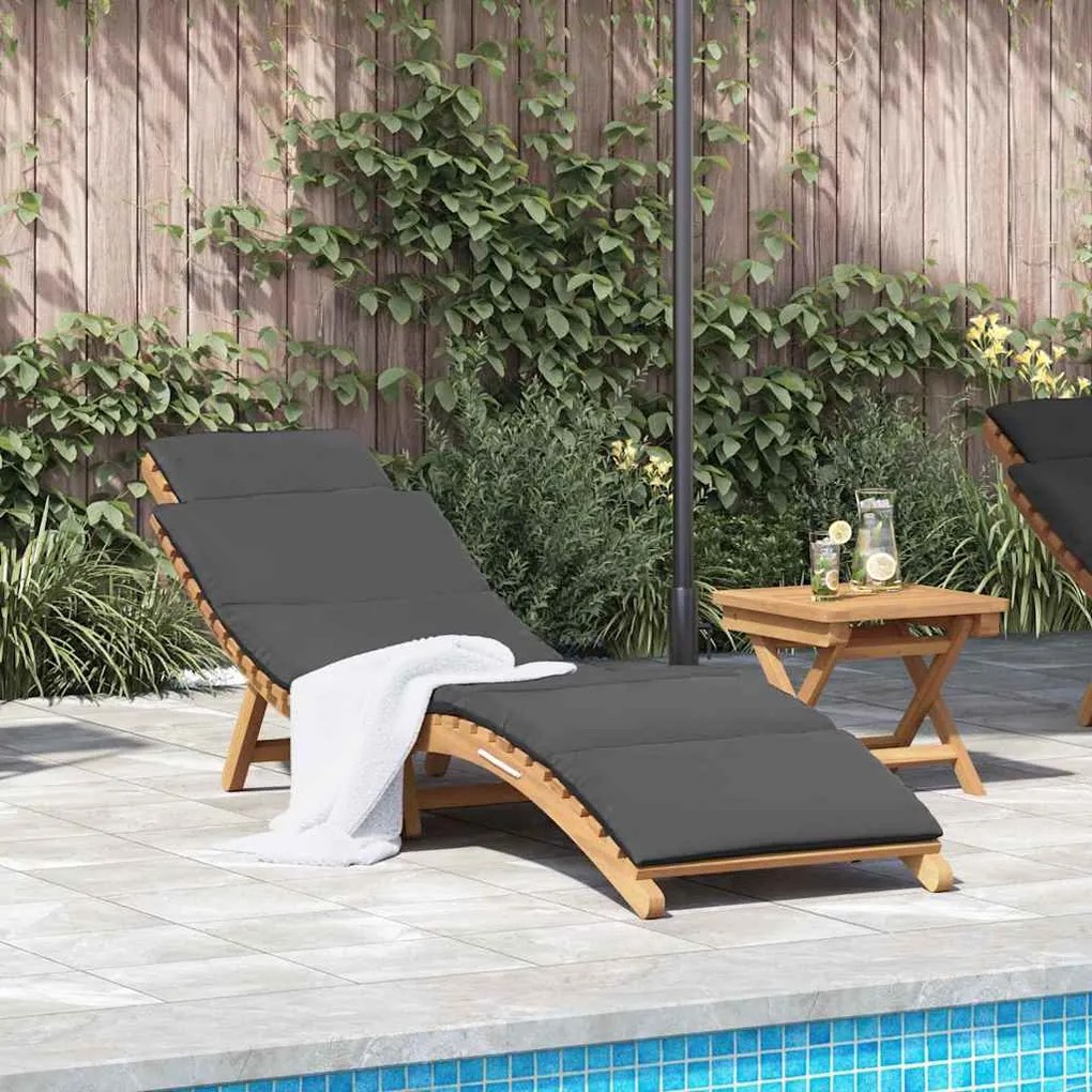 vidaXL Ξαπλώστρα Σκούρο γκρι 188 x 55 x 59 εκ. Μασίφ ξύλο teak