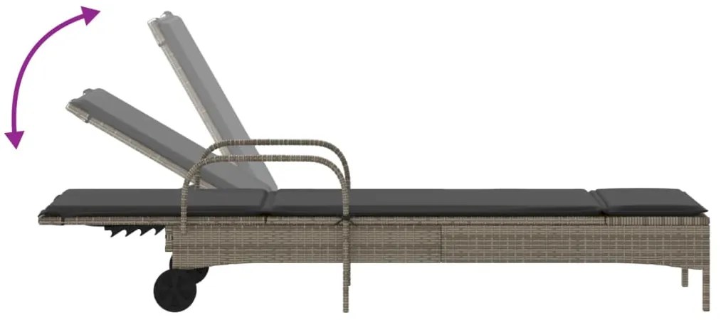 vidaXL Ξαπλώστρες 2 τεμ. Ανοιχτό Γκρι από Συνθετικό Ρατάν με Μαξιλάρια