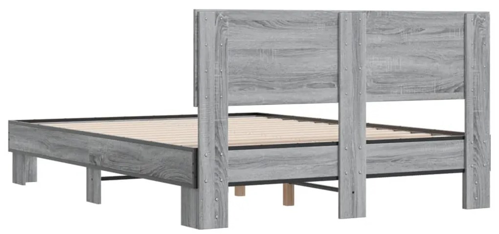 vidaXL Πλαίσιο Κρεβατιού Γκρι Sonoma 120x200 εκ. Επεξ. Ξύλο &amp; Μέταλλο