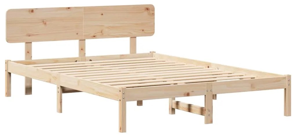 vidaXL Σκελετός Κρεβατιού Φυσικό 150 x 200 cm Μασίφ ξύλο πεύκου