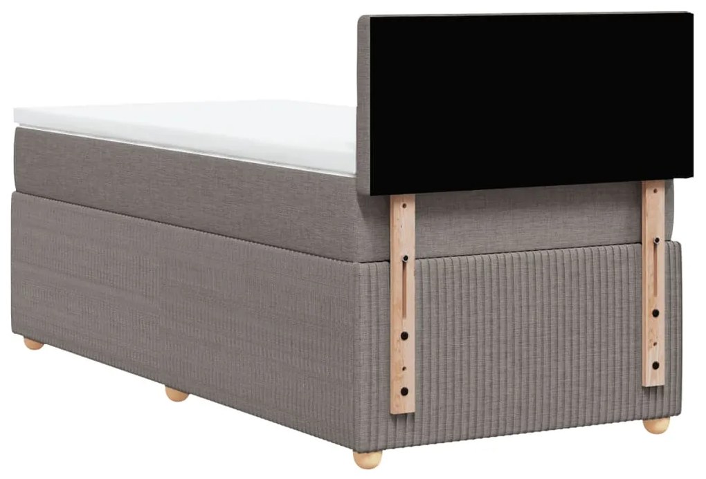 vidaXL Κρεβάτι Boxspring με Στρώμα Taupe 90x200 εκ. Υφασμάτινο