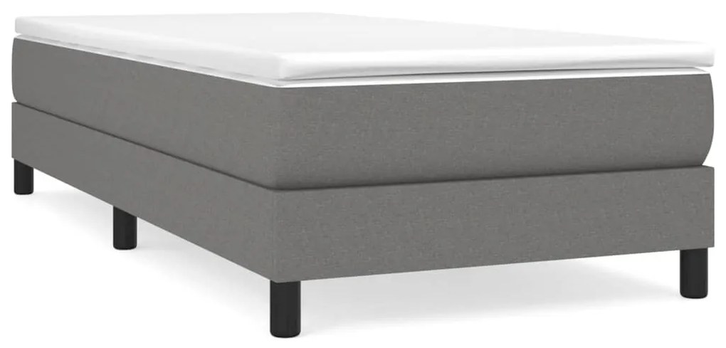 Κρεβάτι Boxspring με Στρώμα Σκούρο Γκρι 90x200 εκ. Υφασμάτινο - Γκρι