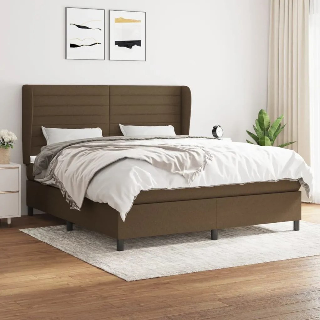 ΚΡΕΒΑΤΙ BOXSPRING ΜΕ ΣΤΡΩΜΑ ΣΚΟΥΡΟ ΚΑΦΕ 180X200 ΕΚ ΥΦΑΣΜΑΤΙΝΟ 3128064