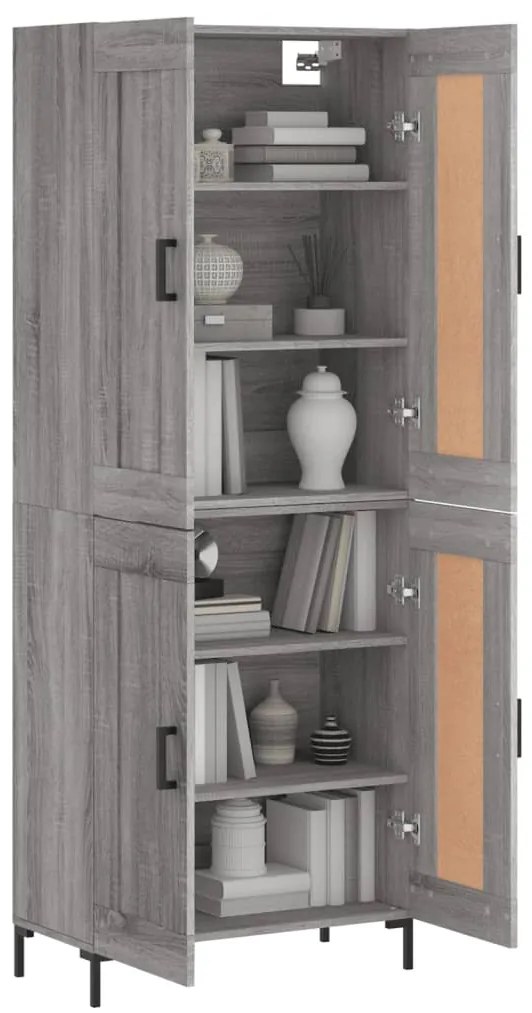 vidaXL Ντουλάπι Γκρι Sonoma 69,5 x 34 x 180 εκ. Επεξεργασμένο Ξύλο